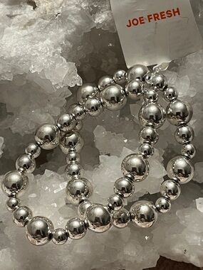 💎 2/$20 B51 NWT JOE FRESH Silver Ball Stretch Bracelets MSRP $19